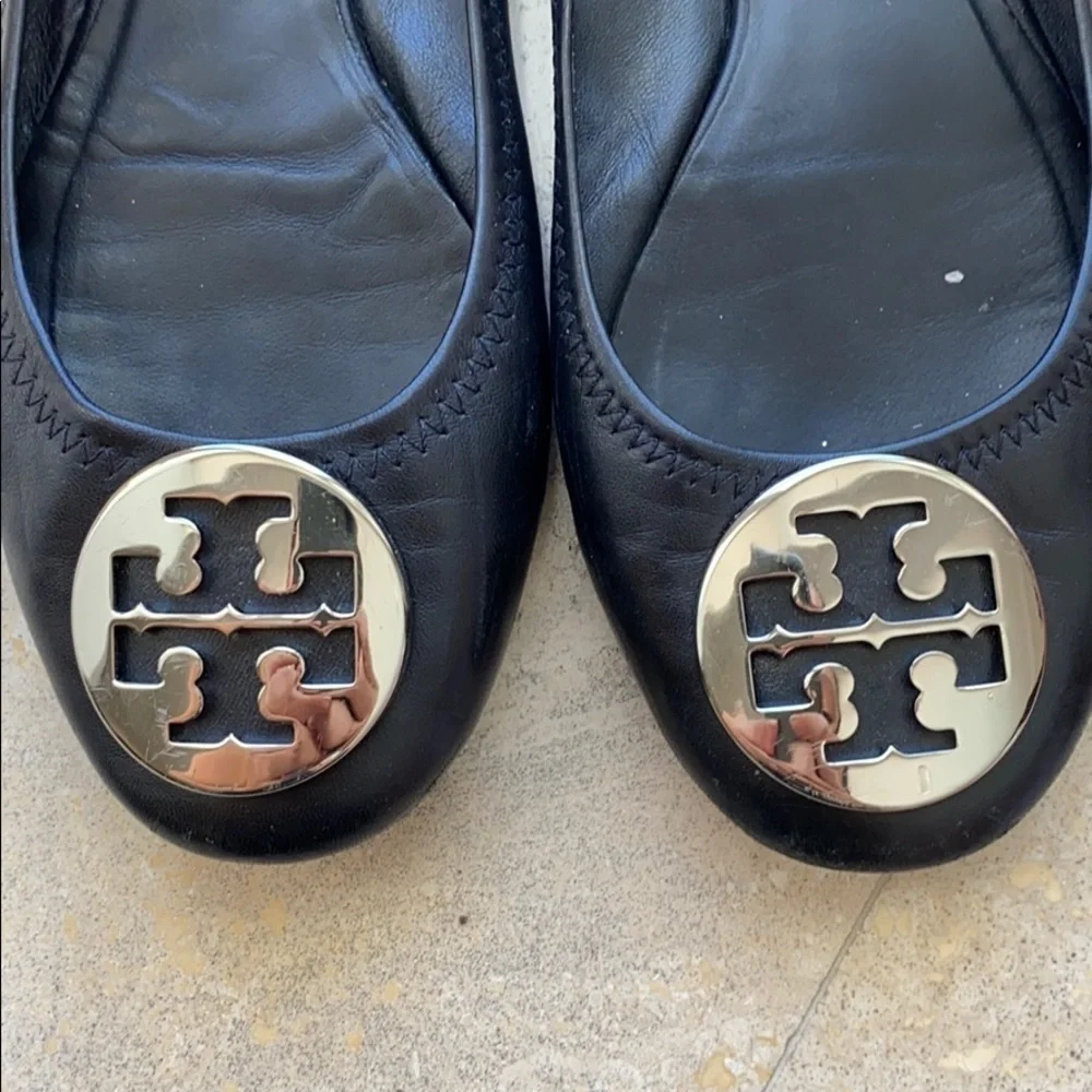 Tory Burch Black Reva Ballet Flats Silver HW - 8